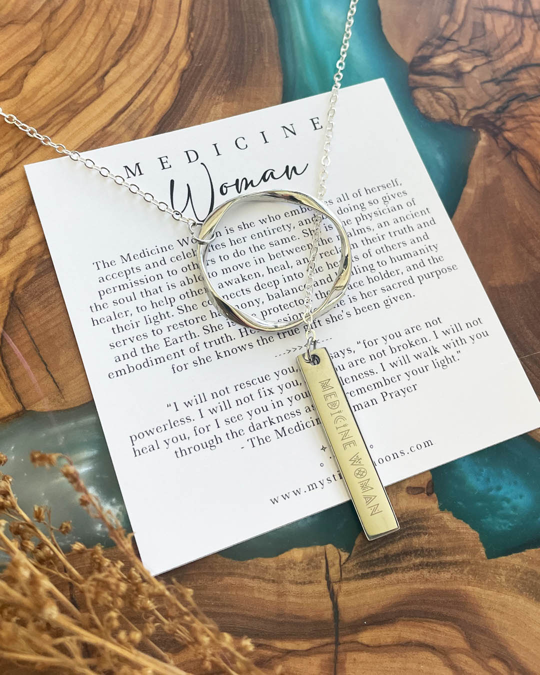 Medicine Woman - Ancient Healer Y Necklace Big Ring (Silver)