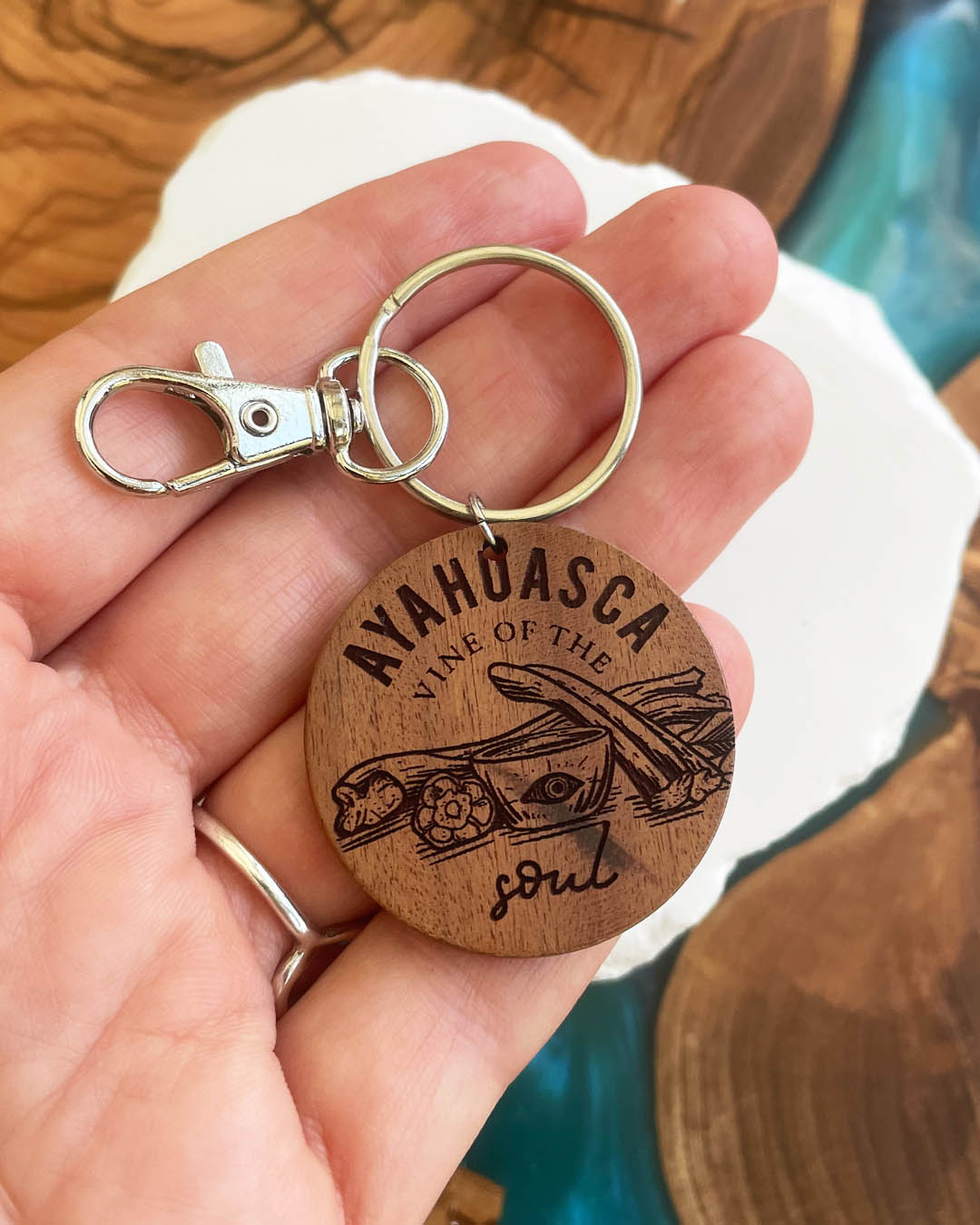 Ayahuasca: Vine of the Soul Silver Keychain