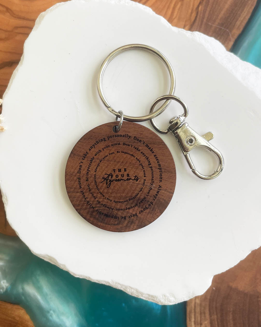 The Four Agreements Silver Keychain
