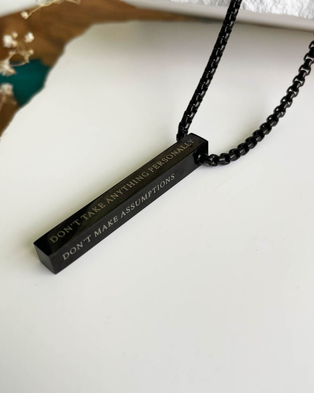 The Four Agreements Necklace | Black (Men)