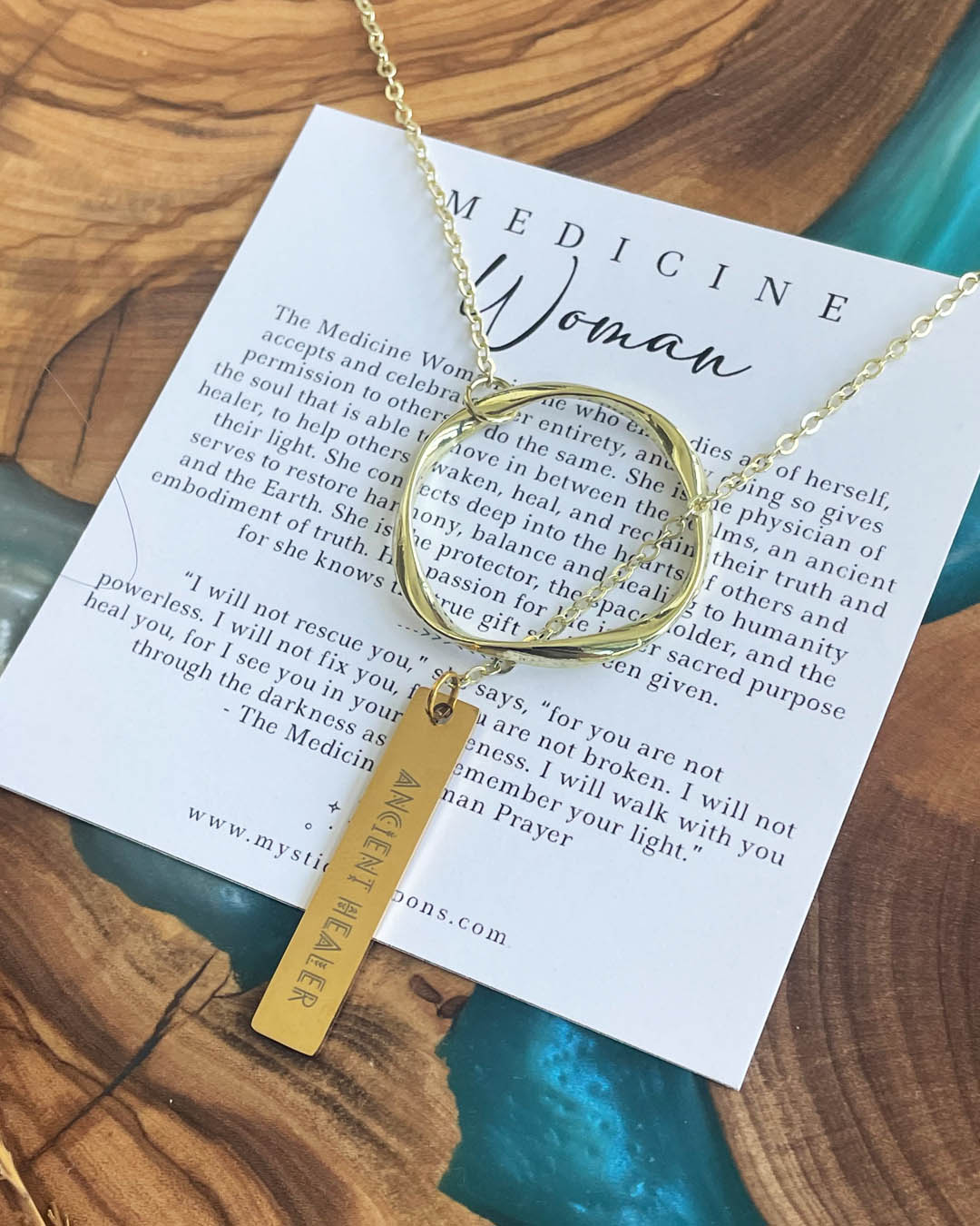 Medicine Woman - Ancient Healer Y Necklace Big Ring (Gold)