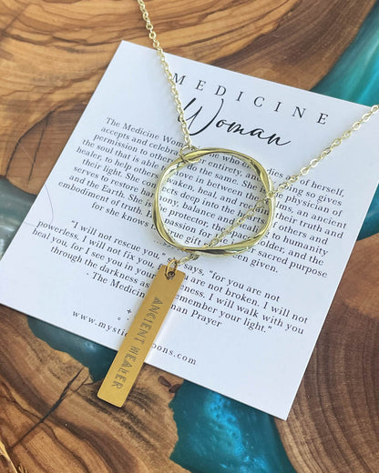 Medicine Woman - Ancient Healer Y Necklace Big Ring (Gold)