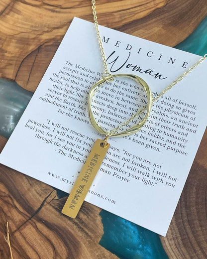 Medicine Woman - Ancient Healer Y Necklace Big Ring (Gold)