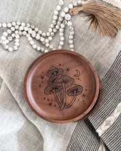 Load image into Gallery viewer, Wisdom Through Funghi Dark Wood Coaster Set
