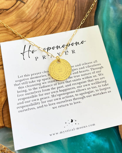 Ho'oponopono Prayer Necklace (Gold)