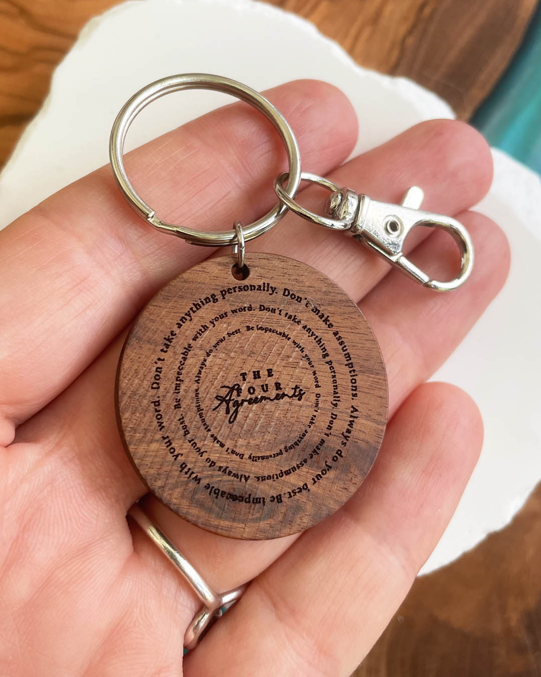 The Four Agreements Silver Keychain