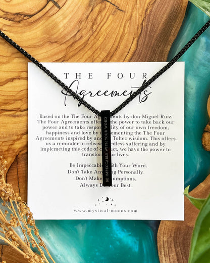 The Four Agreements Necklace | Black (Men)