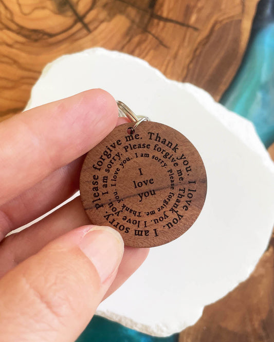 Ho'oponopono Prayer Silver Keychain