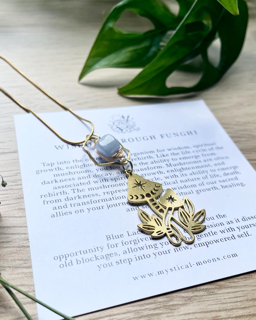 Wisdom Through Funghi - Blue Lace Agate Necklace