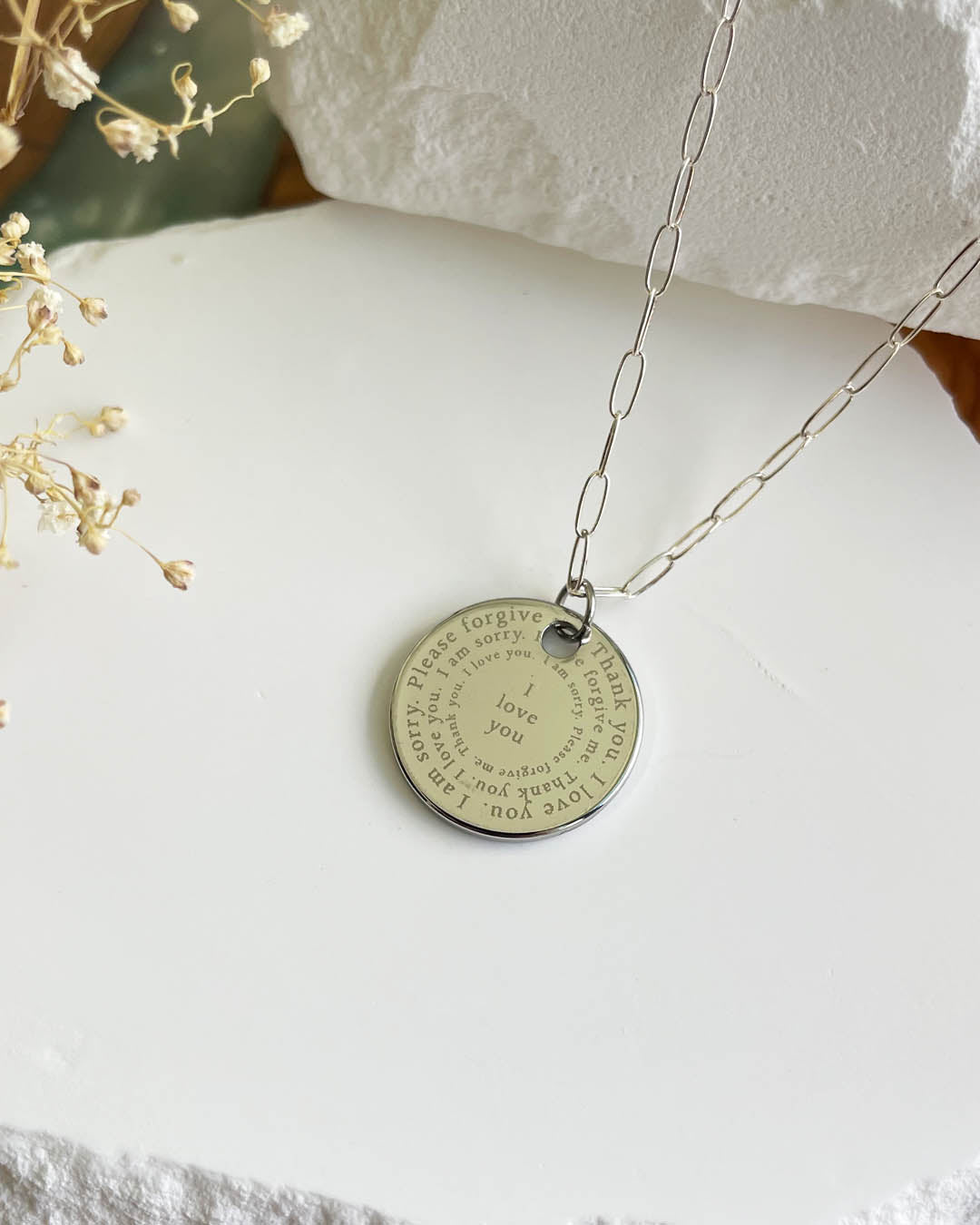 Ho'oponopono Prayer Necklace (Silver)