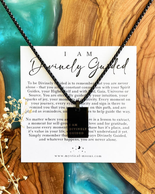 I am Divinely Guided Necklace (Men's Black)