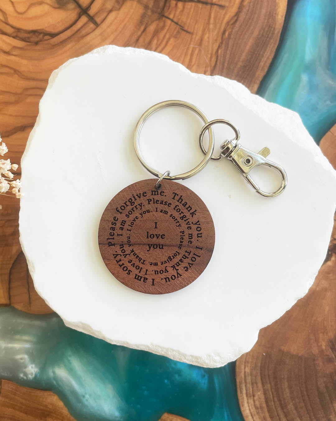 Ho'oponopono Prayer Silver Keychain