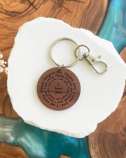 Ho'oponopono Prayer Silver Keychain
