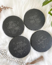 Load image into Gallery viewer, Wisdom Through Funghi Slate Coaster Set
