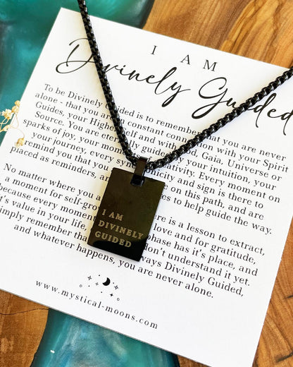 I am Divinely Guided Necklace (Men's Black)