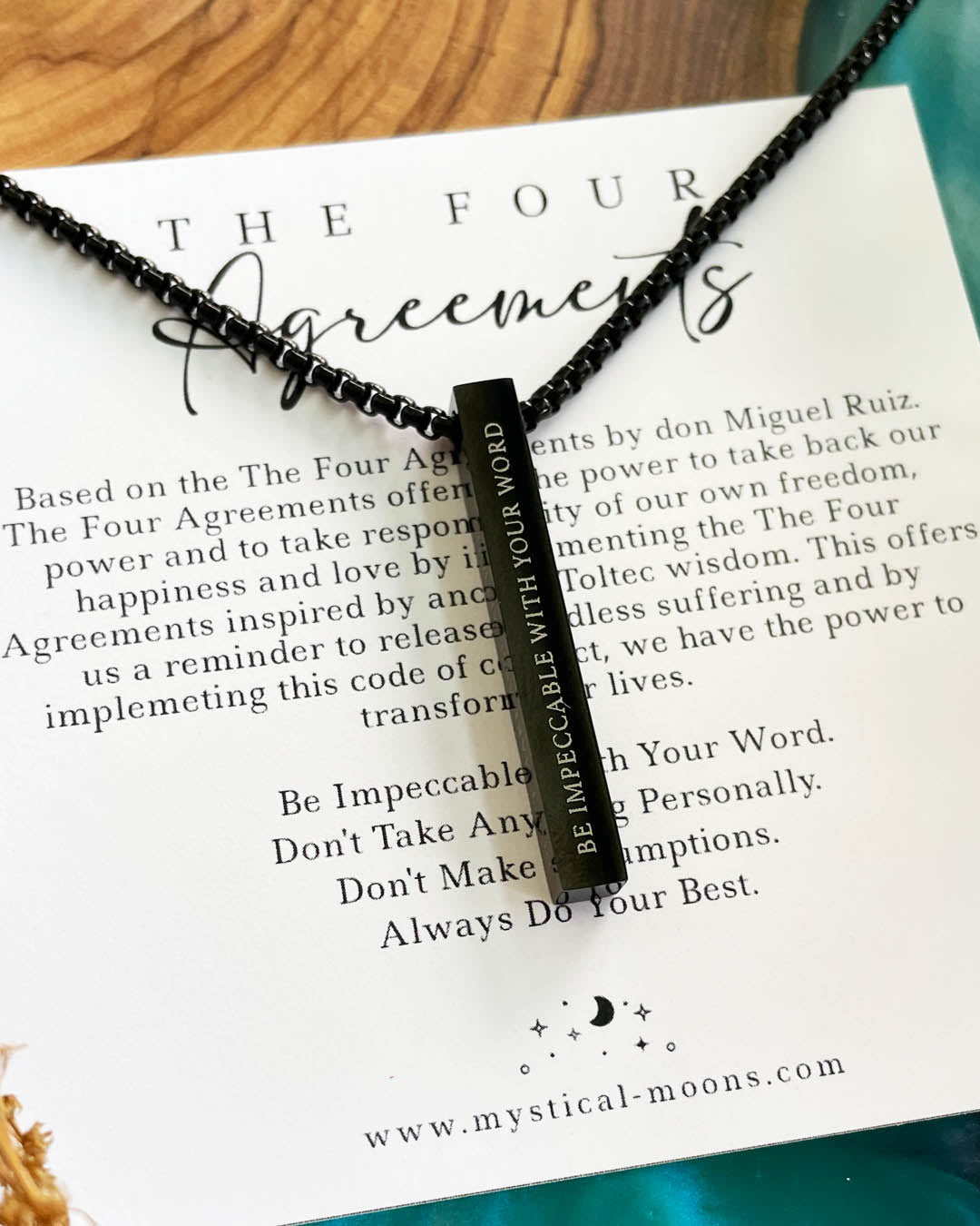 The Four Agreements Necklace | Black (Men)