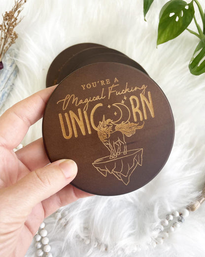 You Are A Magical Unicorn Dark Wood Coaster Set