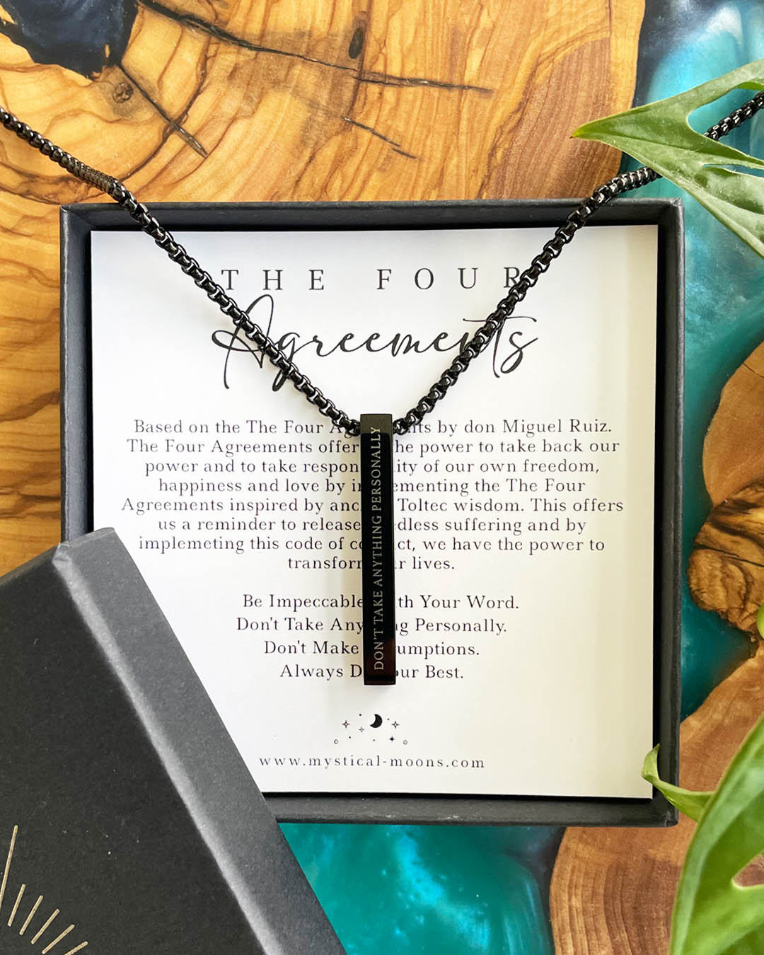 The Four Agreements Necklace | Black (Men)