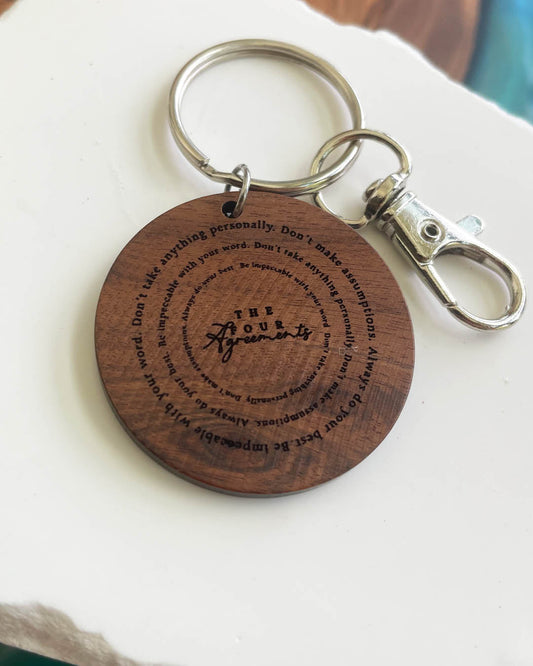 The Four Agreements Silver Keychain