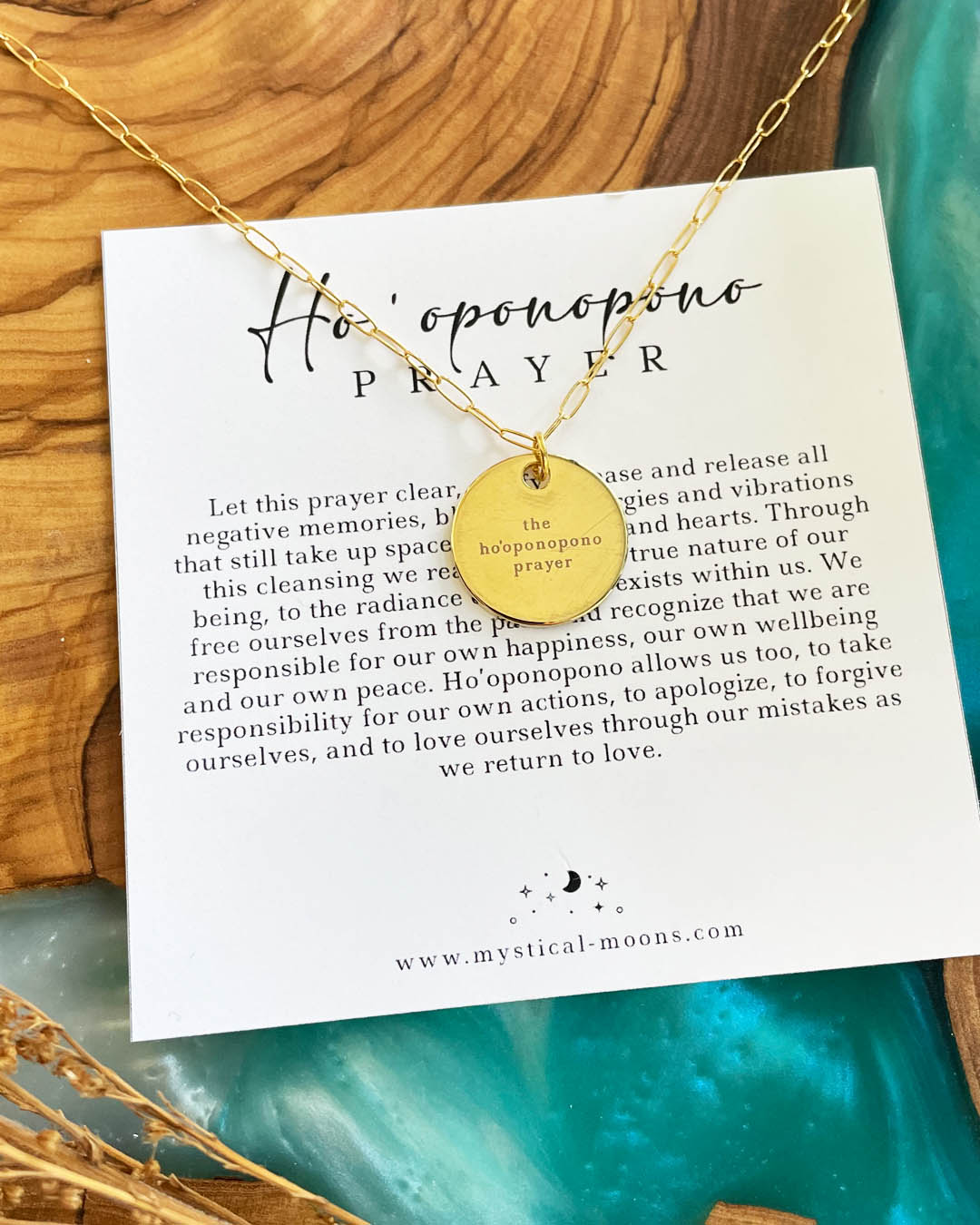 Ho'oponopono Prayer Necklace (Gold)