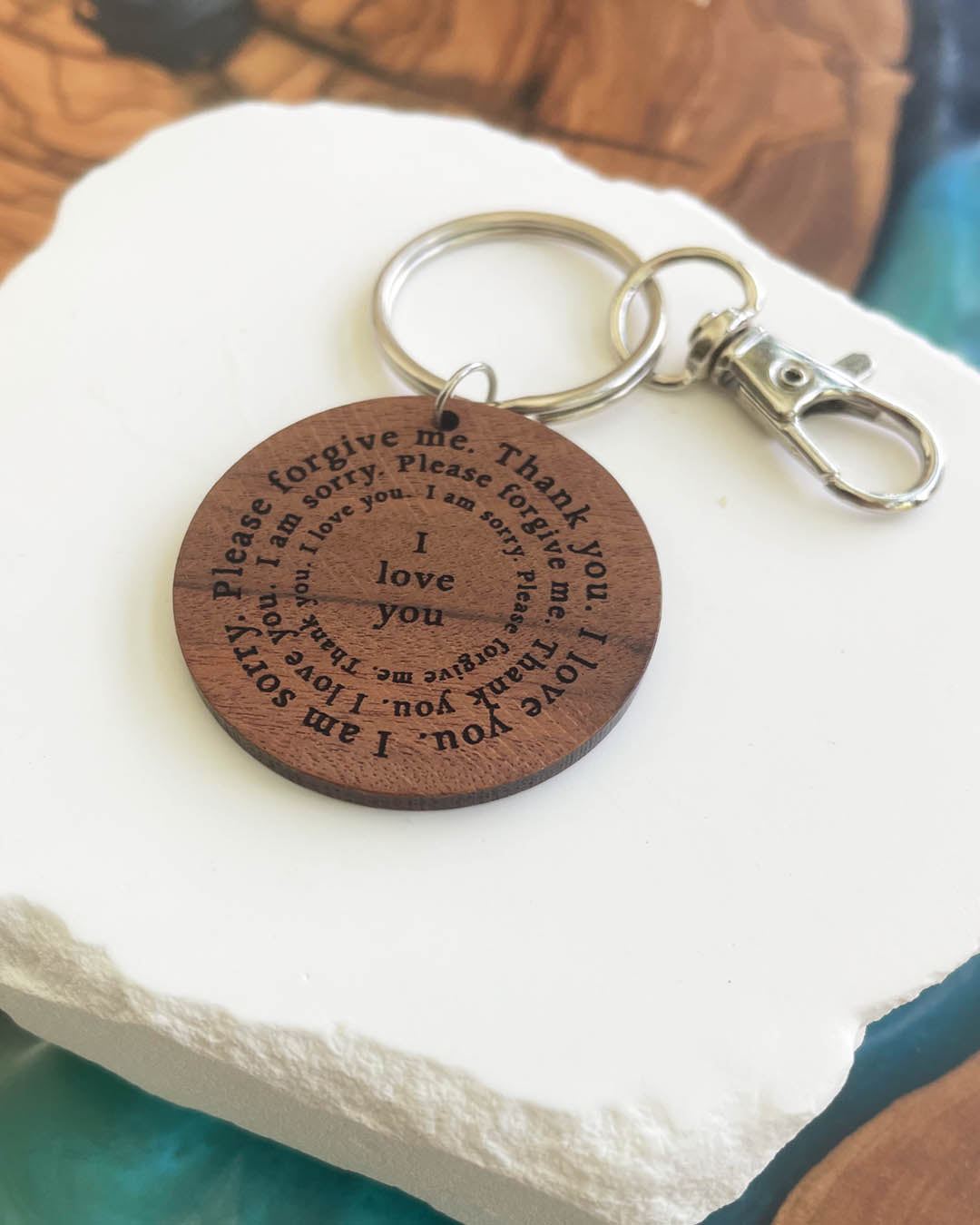 Ho'oponopono Prayer Silver Keychain