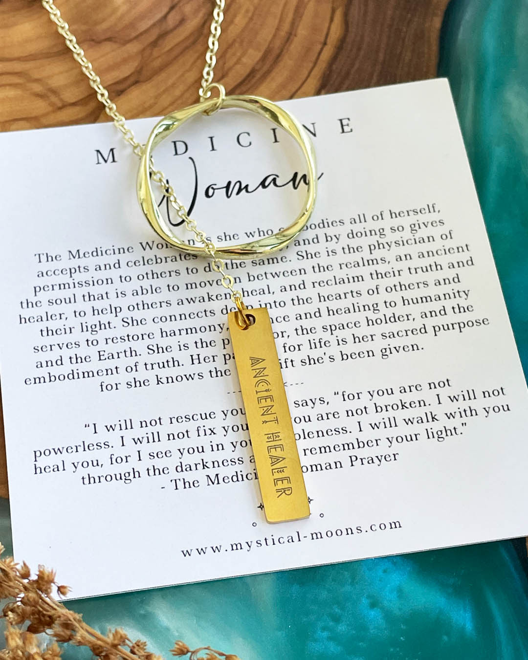 Medicine Woman - Ancient Healer Y Necklace Big Ring (Gold)