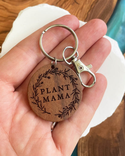 Plant Mama Silver Keychain