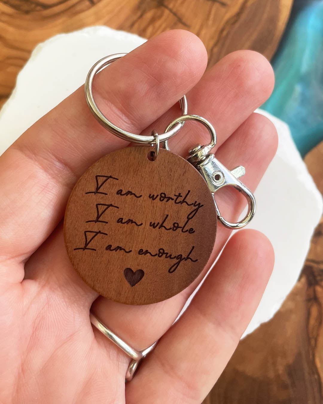Affirmation Silver Keychain