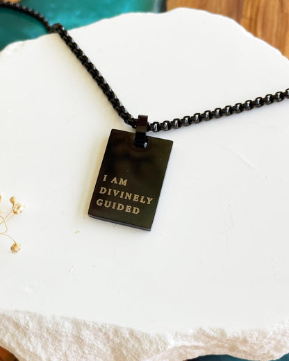 I am Divinely Guided Necklace (Men's Black)