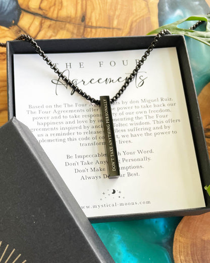 The Four Agreements Necklace | Black (Men)