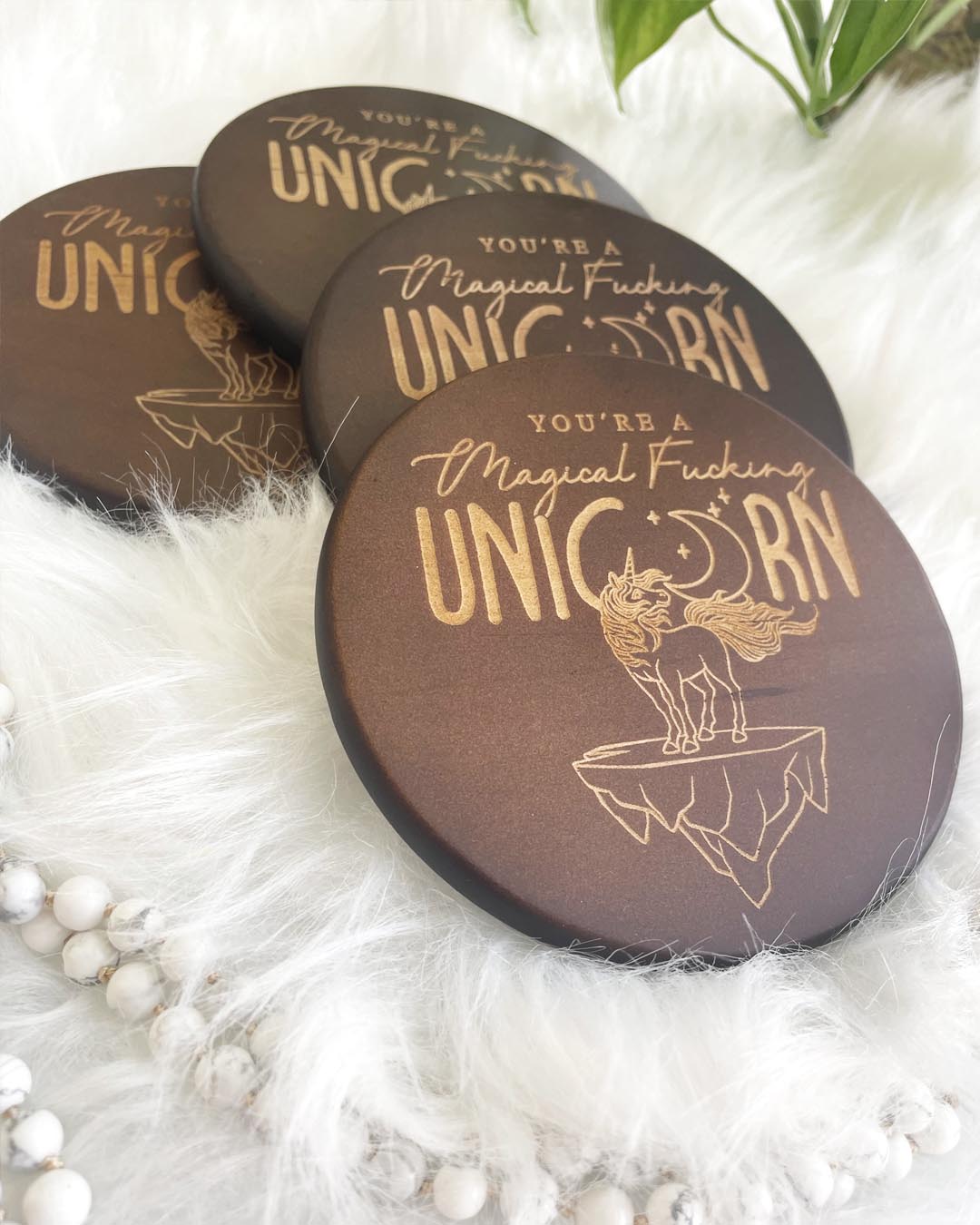 You Are A Magical Unicorn Dark Wood Coaster Set