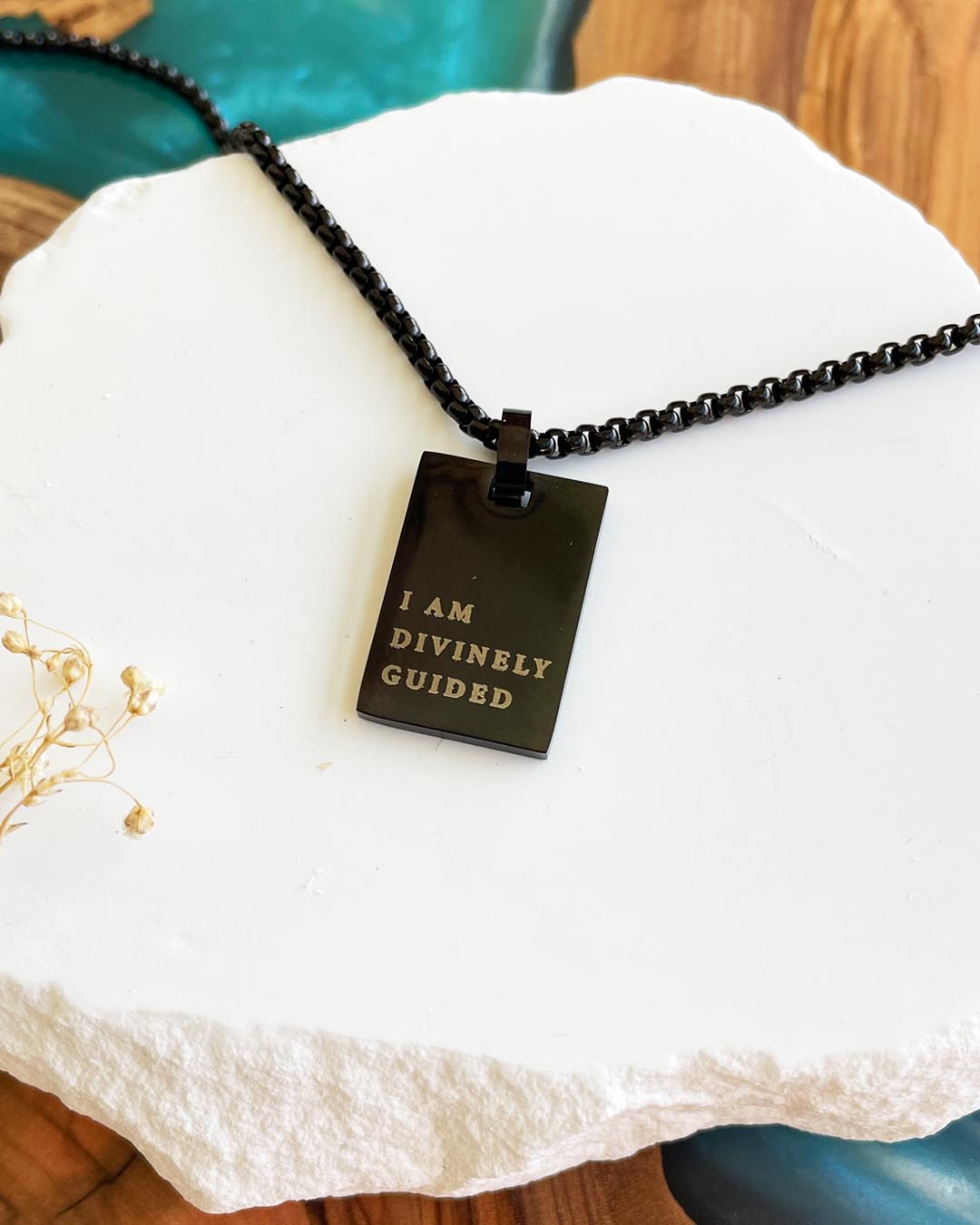 I am Divinely Guided Necklace (Men's Black)