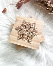 Load image into Gallery viewer, Mandala Square Wood Coaster Set
