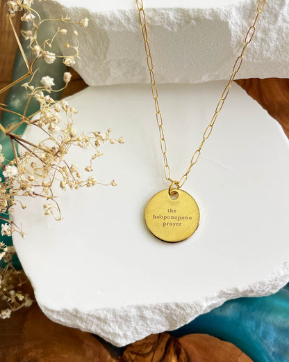 Ho'oponopono Prayer Necklace (Gold)