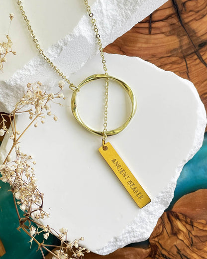 Medicine Woman - Ancient Healer Y Necklace Big Ring (Gold)