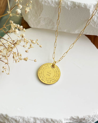 Ho'oponopono Prayer Necklace (Gold)