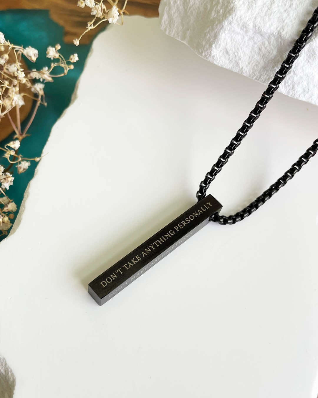 The Four Agreements Necklace | Black (Men)