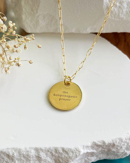 Ho'oponopono Prayer Necklace (Gold)