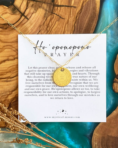 Ho'oponopono Prayer Necklace (Gold)