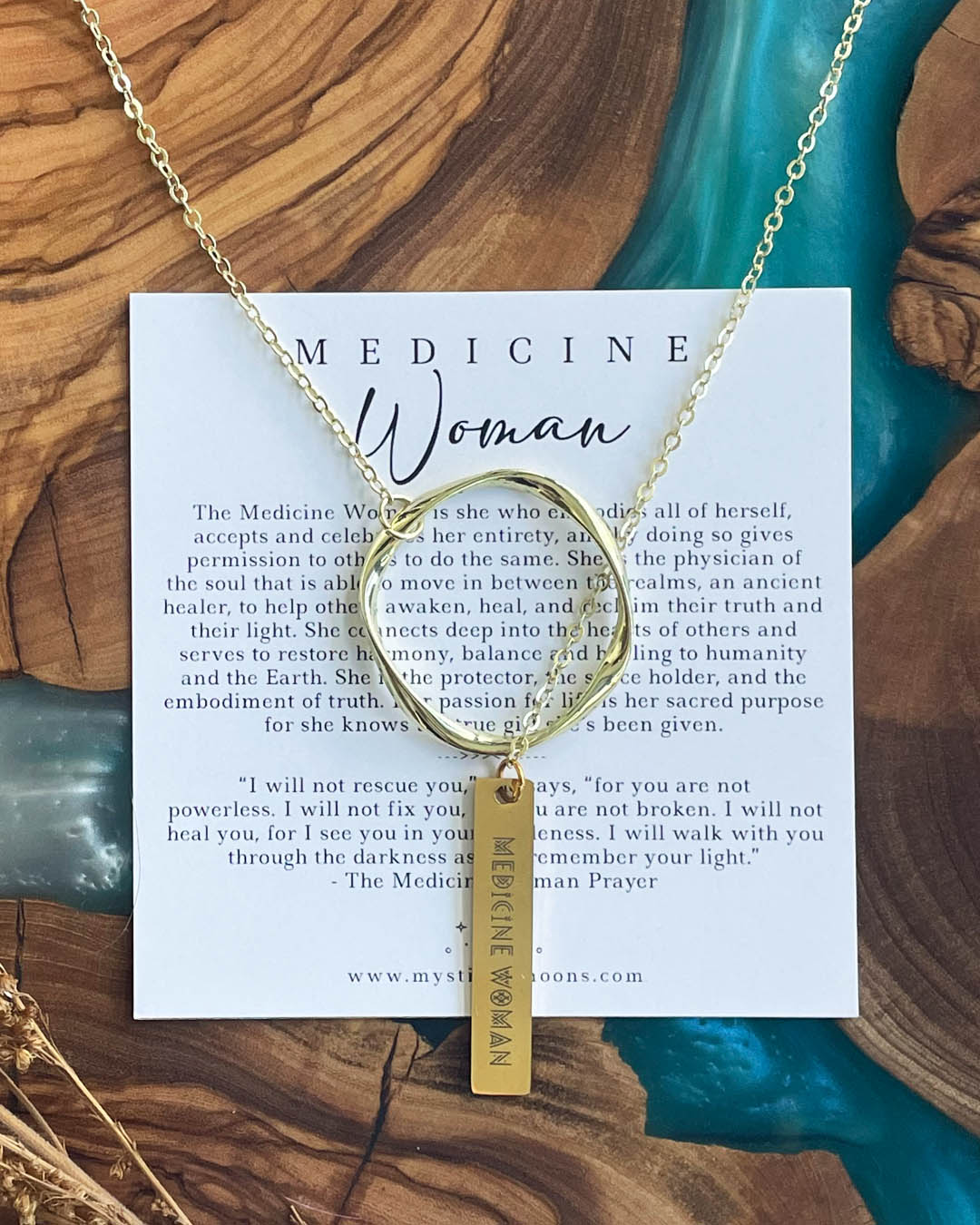 Medicine Woman - Ancient Healer Y Necklace Big Ring (Gold)