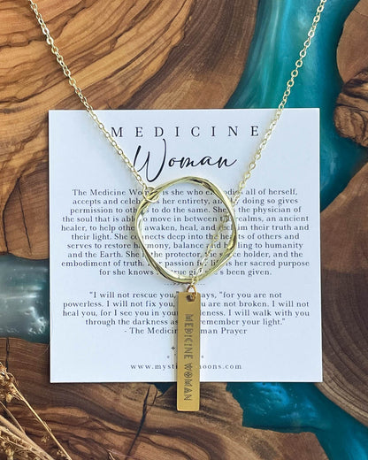 Medicine Woman - Ancient Healer Y Necklace Big Ring (Gold)